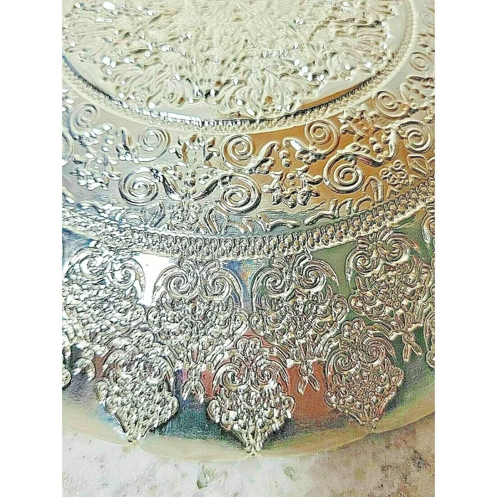 Silverina Istanbul Pink Glass Platter Genuine 99% Silver Turkish Handmade 13